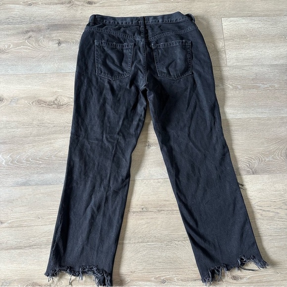 We The Free Distressed Black Jeans Maggie Mid Rise Fringed Hem Sz 28 - Picture 3 of 8